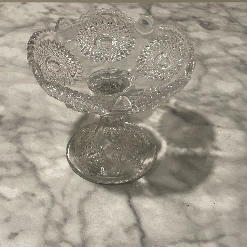 Vintage Heisey sunburst tall candy dish